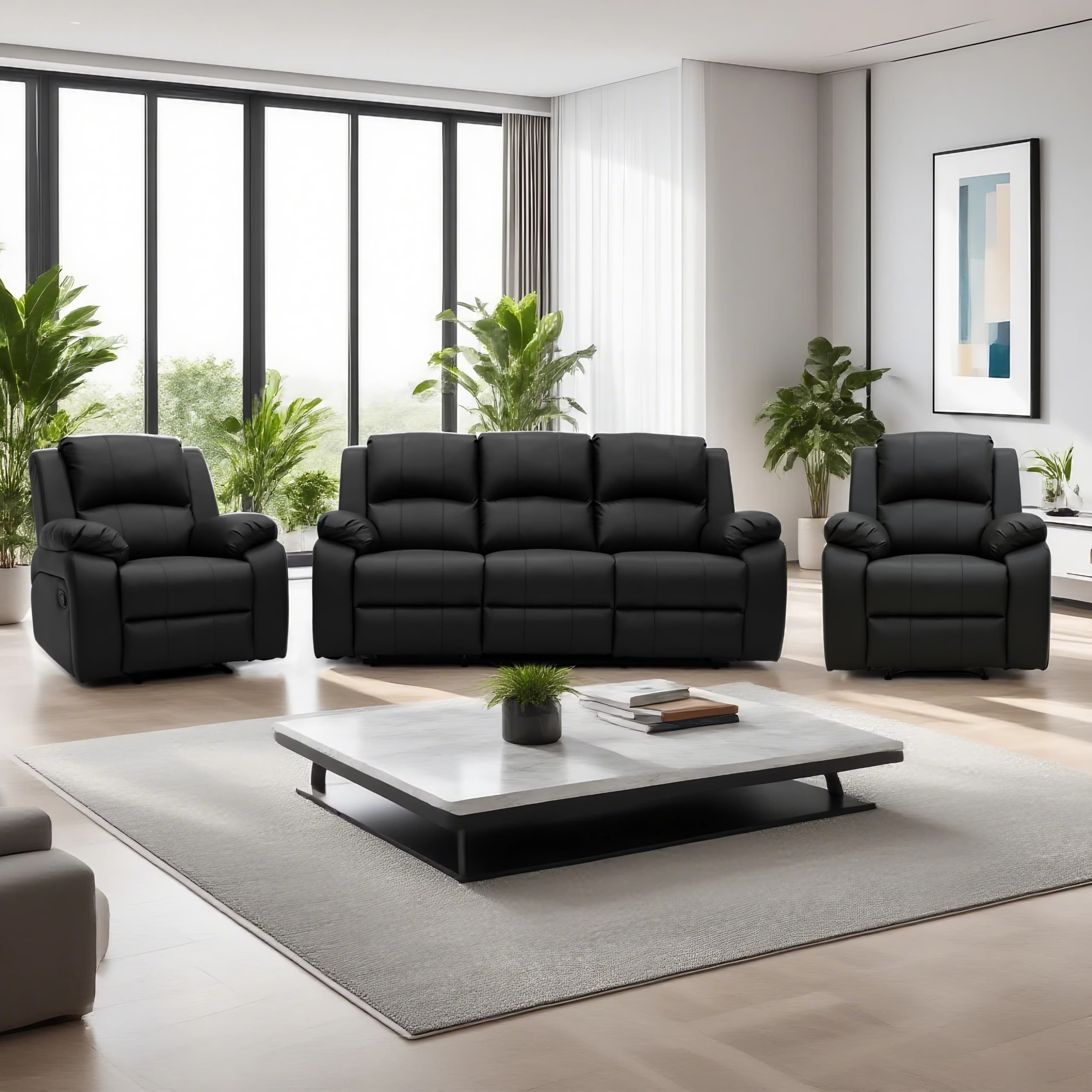 Milan 3,1,1 Sofa Set - Black